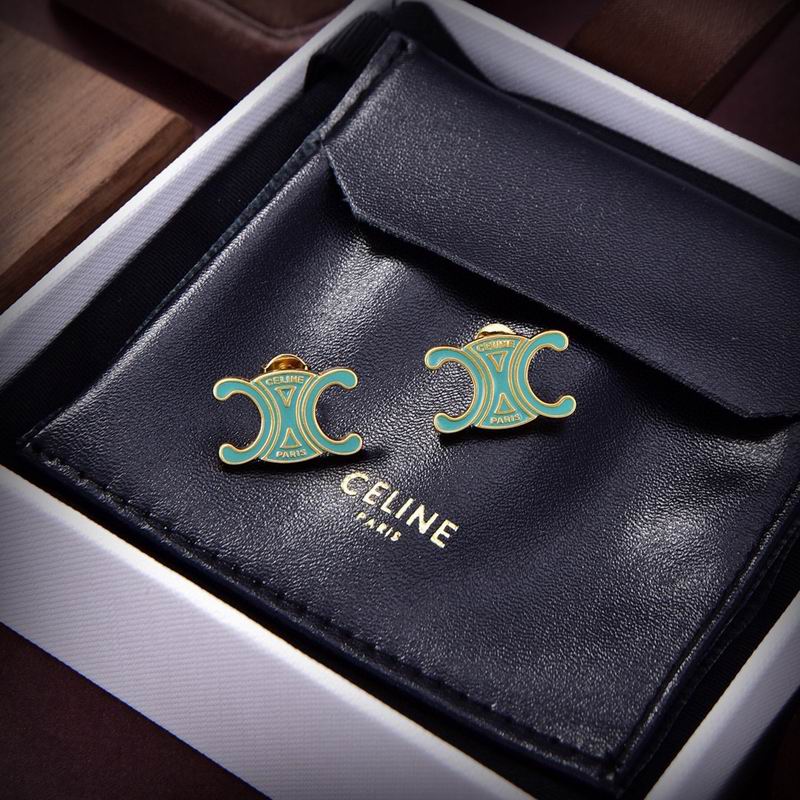 Celine Paris Triomphe Enamel Stud Earrings