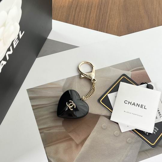 CHANEL Black Heart Logo Keyring