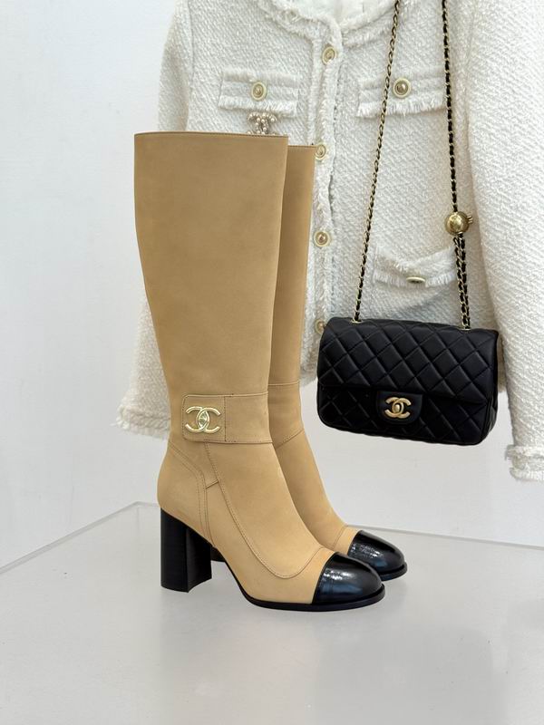 Chanel Tall Leather Boots with CC Turnlock