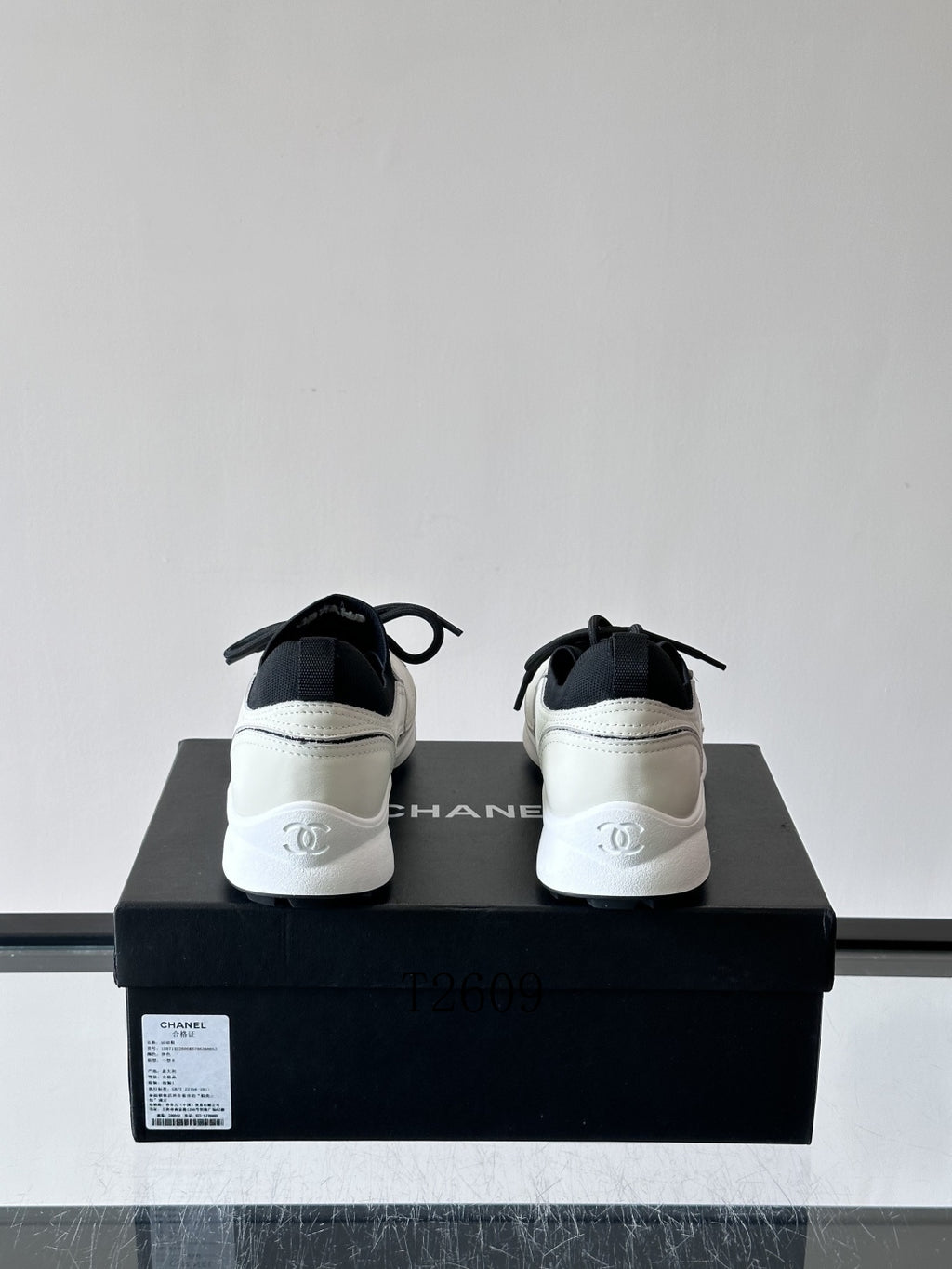Chanel White Black Low-Top Sneakers