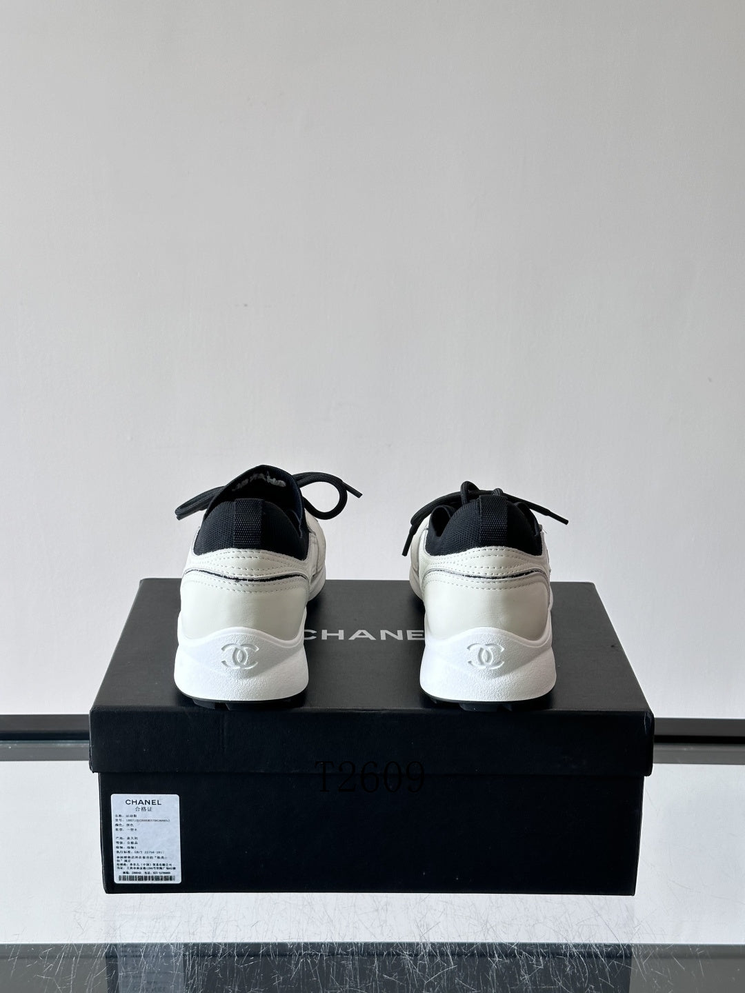 Chanel White Black Low-Top Sneakers