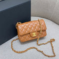 CHANEL FLAP BAG 20CM CARAMEL LAMBSKIN GOLD HARDWARE