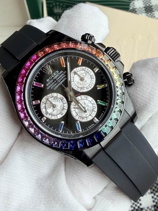 Rolex Daytona Rainbow Black DLC Chronograph – Multi-Color Gem Bezel