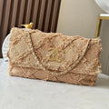 CHANEL 25S FLAP BAG 38 IN BEIGE FABRIC