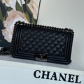 CHANEL BOY 25S 25 CM IN BLACK LAMBSKIN