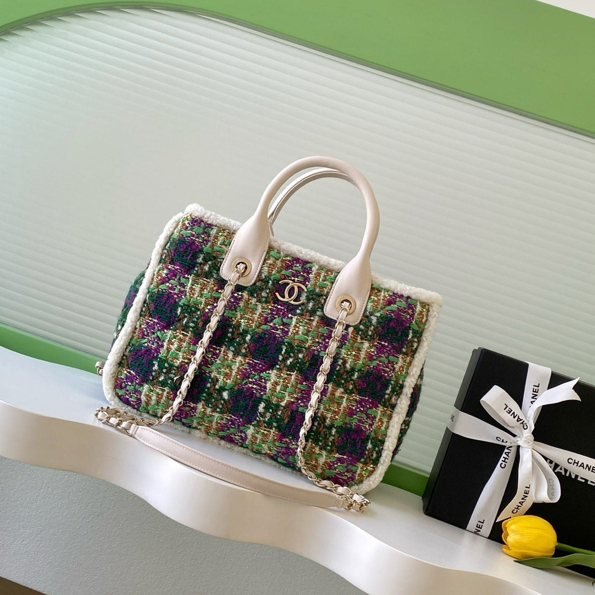 CHANEL 25S SHOPPING BAG 34 IN MULTICOLOR TWEED