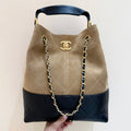CHANEL 25S SHOPPING BAG 33 IN BROWN AND BLACK SUEDE CALFSKIN